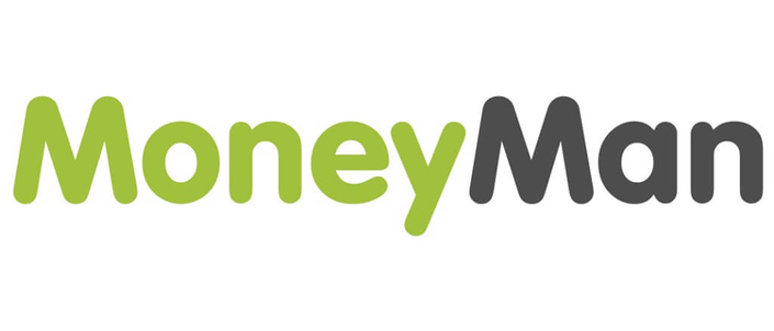Logotipo de MoneyMan, una empresa de préstamos en línea. El diseño presenta la palabra 'Money' en verde y 'Man' en gris, reflejando una imagen moderna y confiable.